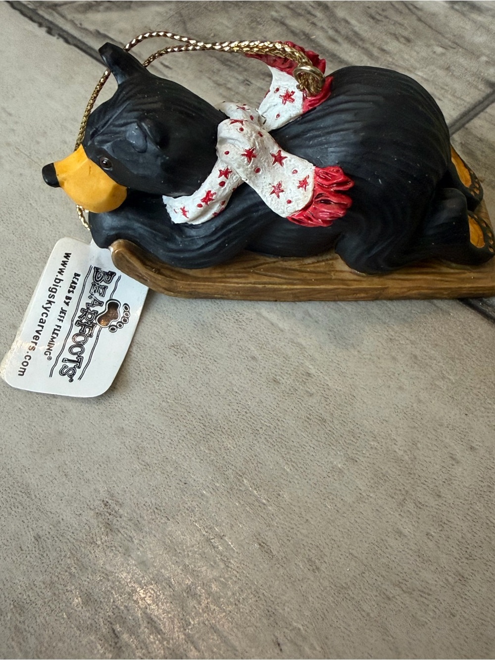 VTG Bearfoots Black Bear Sled Christmas Ornament Cabin Gorpcore